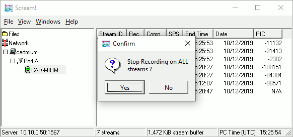 Scream's 'Stop recording on ALL streams?' prompt