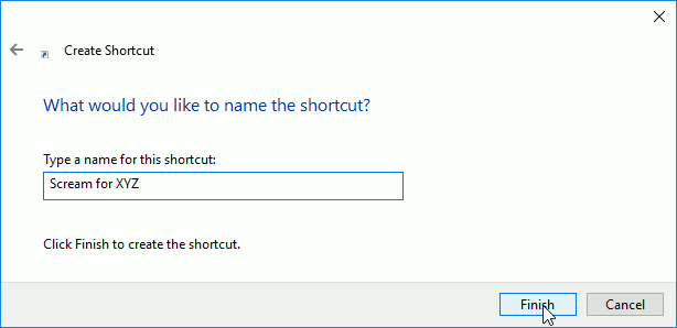 Naming the shortcut