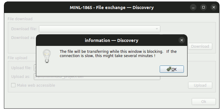 the 'File Exchange in progress' window