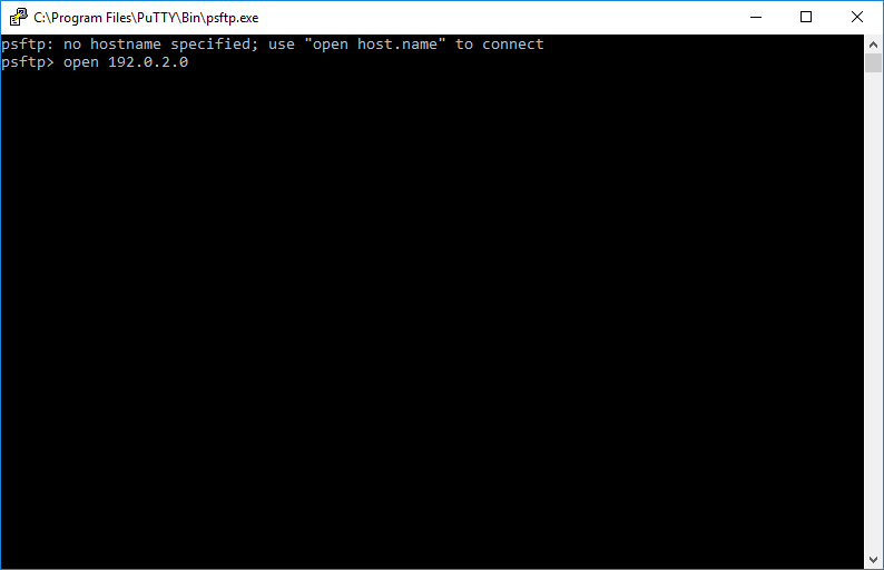 PSFTP - entering the 'open' command