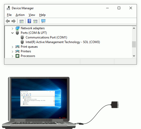 plugging and unplugging a USB convertor while watching Device Manager