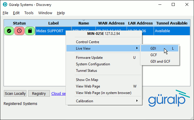 a loopback address on the context menu