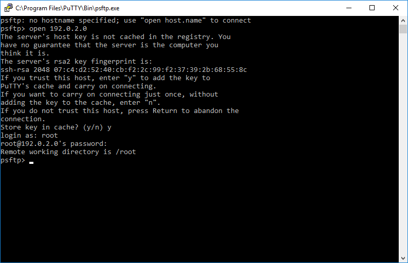 PSFTP logged in