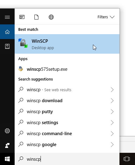 Starting WinSCP