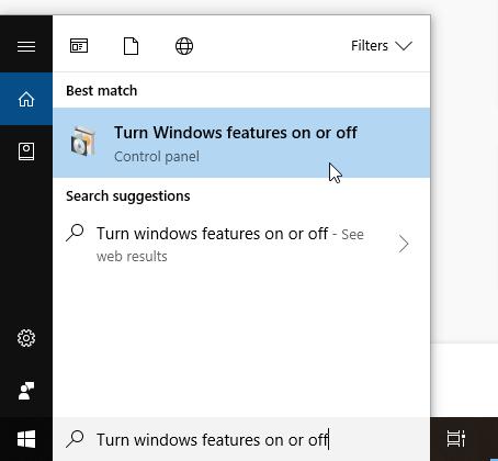 screen-shot of Windows search box