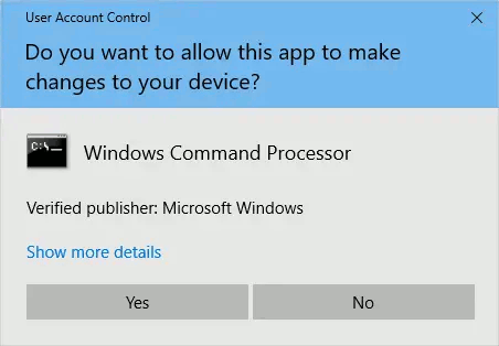 The User Access Control prompt