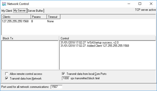 Network control window configured