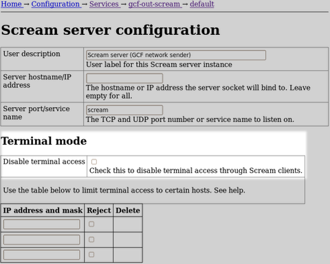 disabling terminal access in the EAM Scream server