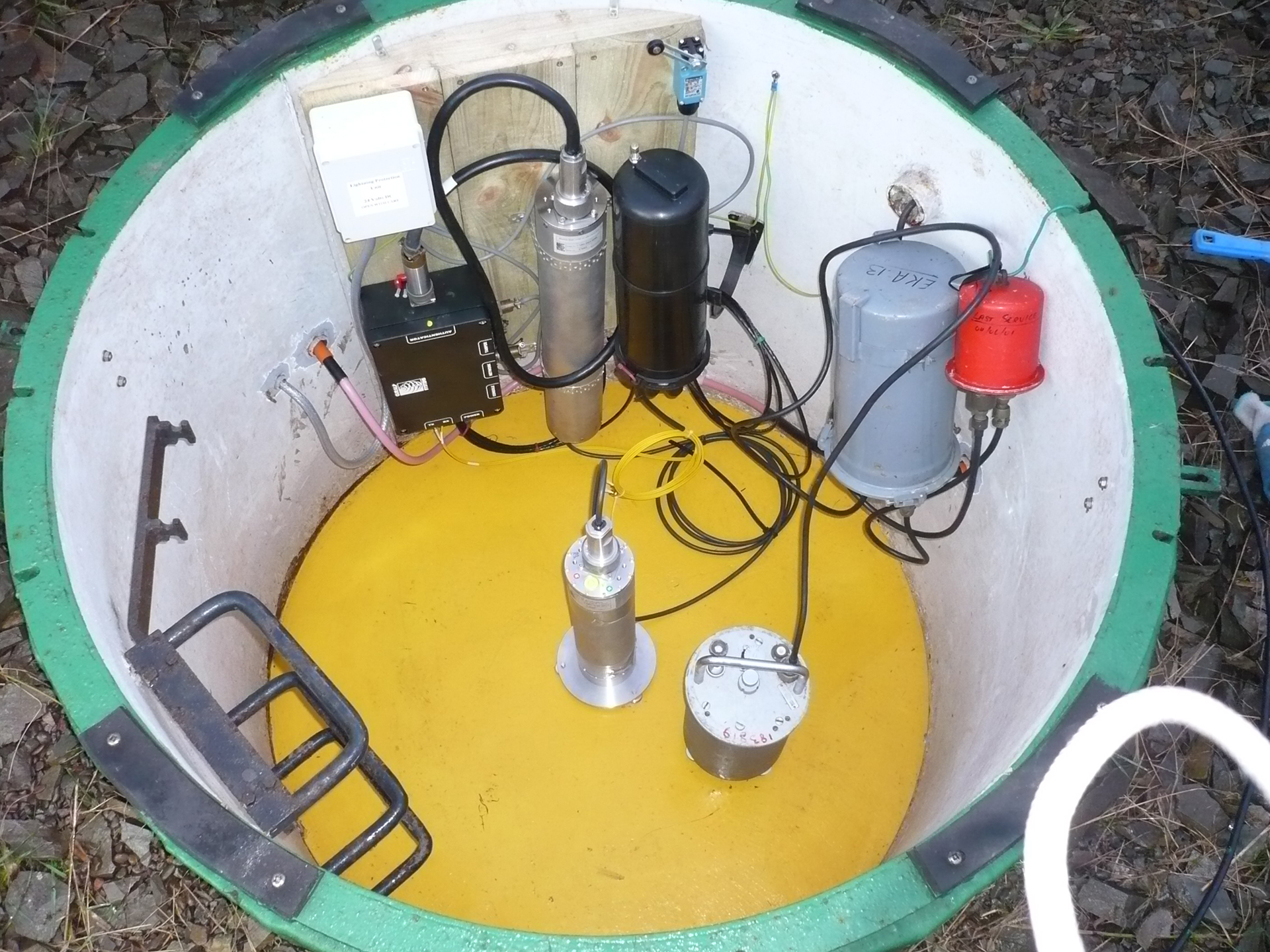 One of the Eskdalemuir array pits containing 3V seismometer, DM24 digitiser and acquisition system 