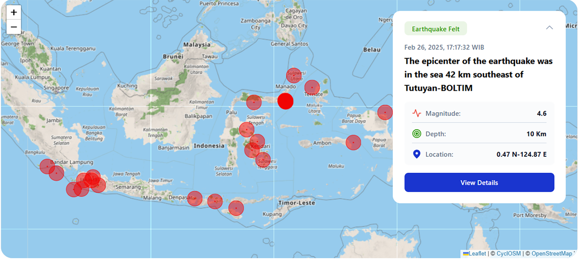 Earthquake tracker indonesia
